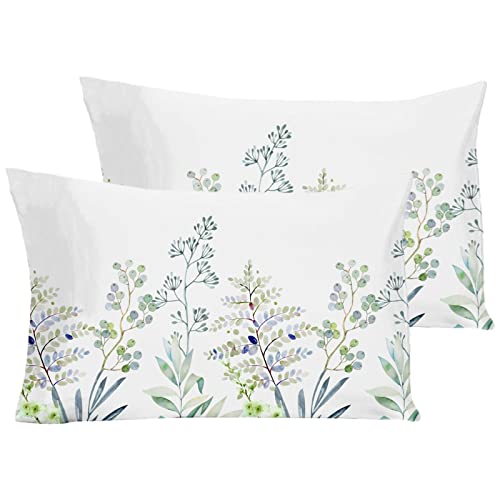 YIYEA Standard Pillow Cases Set of 2, Floral Brushed Microfiber, 20 x 26 by YIYEA - Used condition - US$8.75