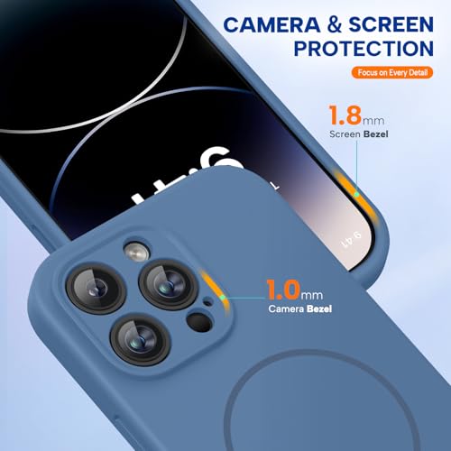 Image of Miracase Magnetic for iPhone 14 Pro Max Case, [Soft Anti-Scratch Microfiber Lining], Compatible with MagSafe, Silicone Shockproof Protection Phone Case for iPhone 14 Pro Max,Glass Blue