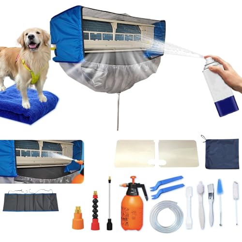 Kikepilm Kit Limpieza Aire Acondicionado Bolsa Split (Paneles Laterales Mejorados),Espacio Extra Bolsa De Limpieza Para Aire Acondicionado (azul y blanco, pequeño, 18 unidades)
