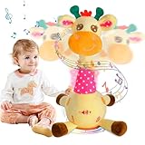 Emoin 動くぬいぐるみ キリン おもちゃ 歌う/踊る/録音機能/光る 玩具 音量調節 しゃべる ぬいぐるみ ふわふわ 可愛いジラフ 子供 インタラクティブ 音楽付き こどもの日 誕生日プレゼント 出産祝い クリスマス 入園卒園進学のお祝い (箱詰め+刺繍ボタン+10曲童謡)