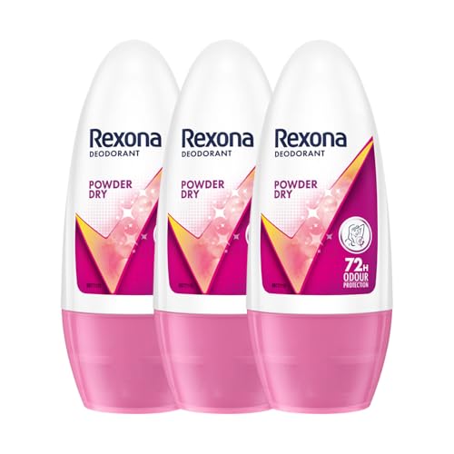 Image of Rexona Powder Dry Underarm Roll-On Deodorant for Women | 72H Odour Protection | 50ML (Pack of 3)