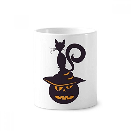 Tasse blanche citrouille de Halloween et pot à crayon chat pour bureau et salle de bain