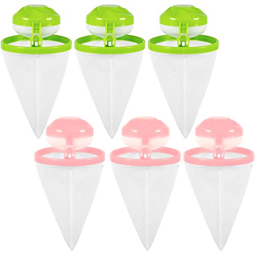 Alphatool 6 Pcs Washing Machine Floating Lint Mesh Bag- Reusable Flower Type Hair Removal Catcher Laundry Filter Net Pouch for Washing Machine Hair Filter (Green&Pink)