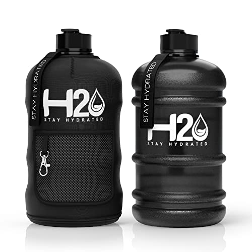 H2O Bottles 2.2L Reusable Water Bottle – Half Gallon Gym & Fitness Jug with Carry Handle, Insulated Sleeve & Mesh Pocket – Eco-Friendly, BPA-Free & Leak-Proof Hydrate Bottle