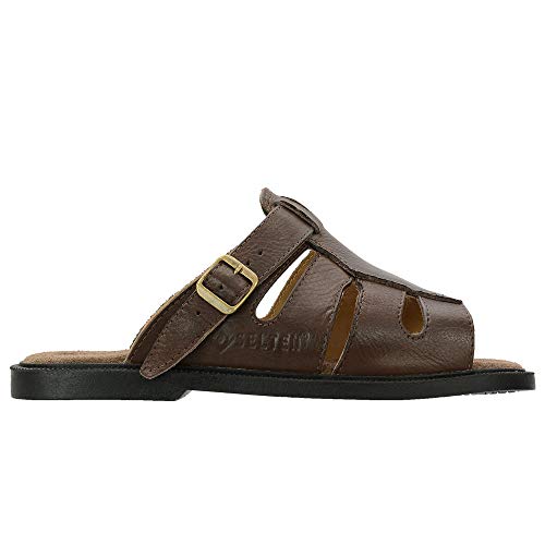 Sandália Chinelo Masculina Confort Em Couro Marrom Selten 40, Marrom