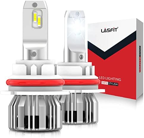 LASFIT 9007 HB5 LED Light Bulbs, 300% Super Brighter, 6000K Cool White 9007 LED Conversion Kit, Plug-and-Play 9007 Halogen Replacement, Mini Size, Non-Polarity, Pack of 2