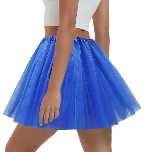 Women's 5-Layer Tulle Tutu Skirt, Fluffy Dance Dress for Cosplay, St. Patrick's Day Halloween Costume, Party, Running (US, Alpha, Large, Regular, Regular, Royal Blue) -  UAREBST