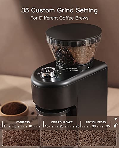 Coffee Grinder Electric, Conical Burr Coffee Grinder with 35 Grind Settings - Thumbnail 3