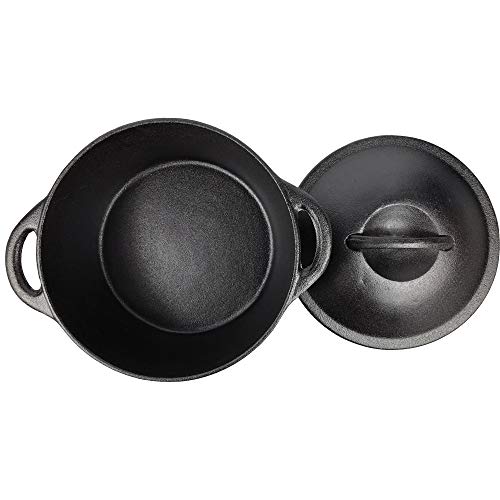 Cast Iron Dutch Oven, Pre-Seasoned, Stock Pot with Dual Handles - 4.86 qt | for Indoor & Outdoor Use