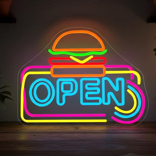 DAJASD Cartel de neón abierto, 32 x 33 cm, regulable, LED, diseño de gorro de Navidad con interruptor, acrílico con alimentación USB, para decoración de pared