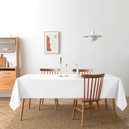 DWCN White Table Cloth Rectangle - 30 x 60 Inch - Waterproof Stain and Wrinkle Resistant Washable Tablecloth, Decorative Fabric Table Cover for Kitchen Dining Room Party Wedding, White by DWCN - Image 5