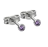 Diámetro exterior: 2,5mm NKlaus par de pendientes de plata 925 rodiada 2,50mm amatista zirconia cúbica 6676