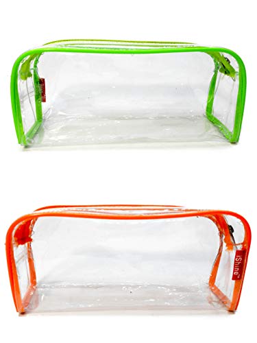 Image of iShine Multipurpose Travel Morning Zipper Pouch for Men and Women Transparent Medium (Pack of 2, Assorted)