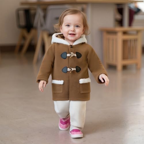Baby Girl Warm Winter Hooded Coat Long Sleeve Button Closure Pockets Jacket Kids Outwear Clothes4