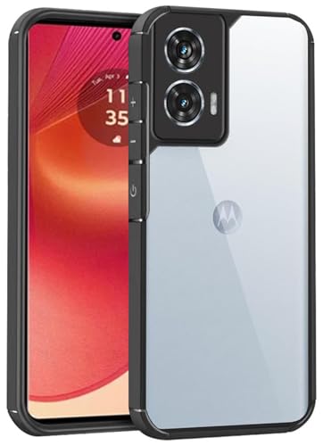 Image of SHINESTAR Ultra Slim Clear Back Cover for OnePlus Nord CE 2 Lite 5G, Transparent Hybrid Hard Shell Plastic & Soft Silicone Rubber Bumper, Non-Yellow Acrylic Protective Cover - Black