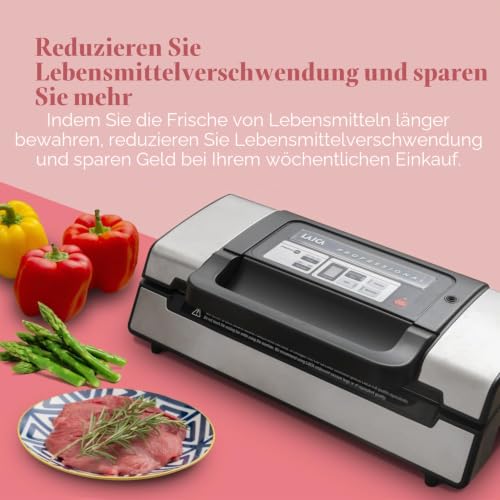 Foto von LAICA VT3120 Vakuumiergerät – Für trockene und feuchte Lebensmittel, mit Schnellmarinierfunktion, hält Lebensmittel bis zu 5-mal länger frisch, reduziert Lebensmittelverschwendung, mit 2 Rollen