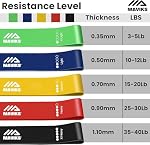 Bandes de résistance pour l'entraînement, ensemble de 5 bandes, bandes élastiques de résistance pour la thérapie physique, le Pilates, le yoga, l'étirement, la condition physique à domicile avec guide et sac de transport
