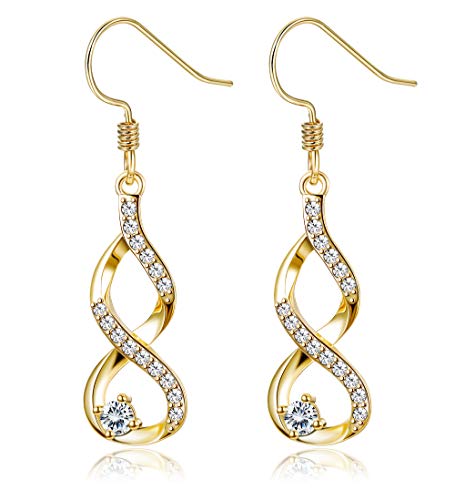 BESTEEL Argent 925 Boucles D'oreilles Noeud Infini pour Femmes Filles Zyrconium Mariage Boucles D'oreilles Pendentif CZ Cadeau Du Jour Des Mères Cover