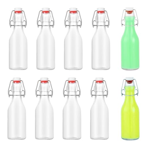 ASOENTIWOX Glasflaschen zum Befüllen 250ml, 10 Stück Flaschen mit Bügelverschluss, Bügelflaschen, Schnapsflaschen zum Befüllen, Perfekt für Saftflasche, Saft & Limonade