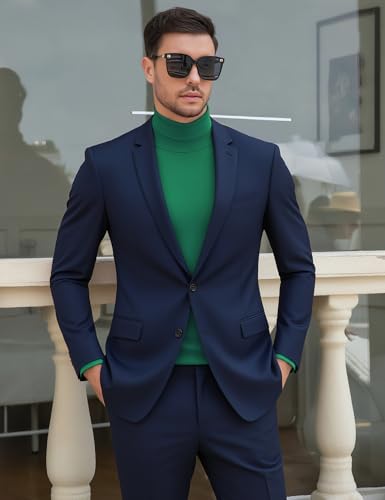 Image of Men's Turtleneck Casual Basic High Neck Long Sleeve T Shirts Half Neck Lightweight Pullover Sweater
