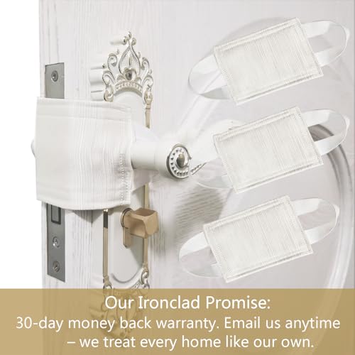 Image of Baby Proof Door Silencer & Cloth Latch Cover (3 Pack, Beige) | 4.1x3.1 Inches Quiet Soft Close Anti-Slam Pads Prevent Slamming Noise & Accidental Locking, Safety for Nursery & Toddler