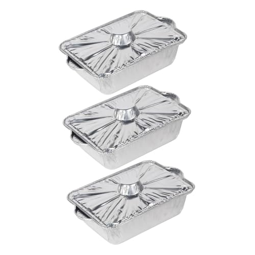 CIYODO 3pcs Tinfoil Pots Lightweight Aluminum Food Containers for Outdoor Camping Rectangle Bbq Heating for Food Storage and Meal Prep