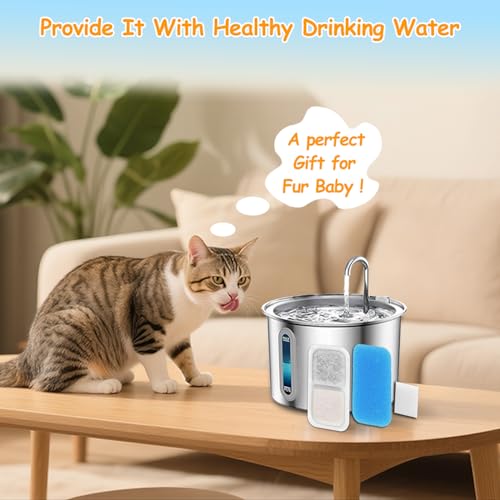 18 Set Cat Fountain Replacement Filters Compatible with oneisall PWF-001 2L/67oz Stainless Steel Pet Water Fountain Filters with Replacement Pre-Filter Pump Sponges