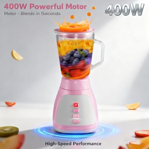 400W Smoothie Kitchen Blender, Professional Food Processor with 1.5L Glass Jug & 500ml Travel Cup, 3-Speed Jug Blender for Smoothies, Shakes, Frozen Drinks, Ice & Sauces - Image 3