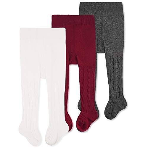 CozyWay Baby Girls Tights Cable Knit Leggings Stockings Cotton 1/3/4/5 Pack Pantyhose Infants Toddlers 0-4t