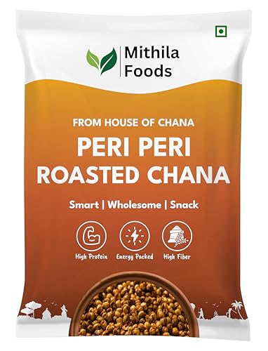 Image of MITHILA FOODS 250g Peri Peri Roasted Chana | Spicy Desi Chickpeas | Whole with Skin | Crunchy Vegan Gluten-Free High Protein SMART Snack | Authentic Bihari Bhuna Chana Snacks Fiery Peri Peri Flavor