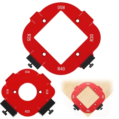 2 Stück Router Jig Radius Schablone, 4 in 1 Radius Schnellvorrichtung für Holzbearbeitung R10 R15 R20 R25 R30 R35 R40 R50, Radius Routing Vorlagen - Präzise Holzbearbeitung für Profis