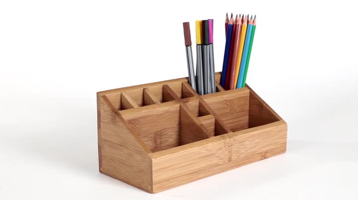 Relaxdays Schreibtisch-Organizer 10031613, Bambus, 10 Fächer, Braun