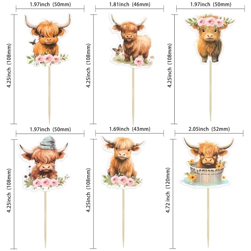 Decoración para cupcakes de vaca de las tierras altas para evitar mesas dulces aburridas 2