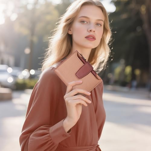 Image of Airkit Small Wallet Women RFID Blocking Soft Leather Bifold Compact Card Holder Wallet for Women with Zipper Coin Pocket 4 ID Window