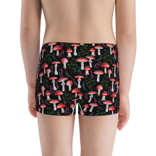 Boys' Cotton Boxer Brief Soft Underwear-Red Mushrooms3