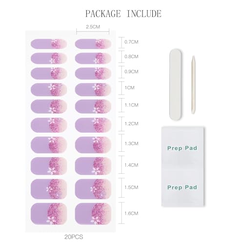 JMEOWIO Nagelfolie UV Härtend Blumen Farbverlauf UV Gel Nail Strips Nagelsticker Nagelaufkleber Nail Art Dekoration Nageldesign Zubehör