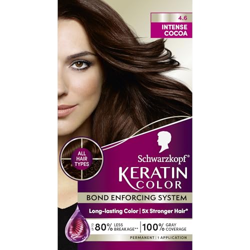 Schwarzkopf Keratin Color Permanent Hair Color, 4.6 INTENSE COCOA, 1...