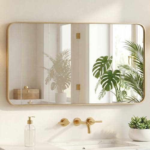 Sweetcrispy 48x30 Gold Bathroom Mirror