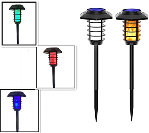 Ysmle Upgraded Solar Powered Outdoor Light With Flickering Flame Dancing For Garden Decor Waterproof Deck Fence Post Led Landscape Lamp For Patio Pathway Porch Yard Christmas Decoration 5 Colors 2 Pcs #TOP3
