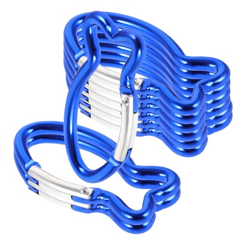 BESPORTBLE 10 Pièces Mousqueton de Camping en Alliage D'aluminium Forme Poisson Bleu, Boucle Sécurisée Antichute pour Accessoires Randonnée et Escalade en Plein Air