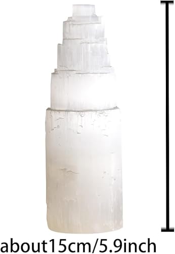 Miniatura 9 de Torre de rascacielos de selenita natural del Himalaya, cristal de selenio, decoración del hogar, piedra de meditación, torre de yeso para curación