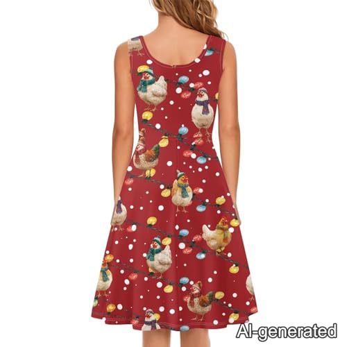 Image of Renewold Women's Sleeveless Tank Dress with Pockets, Casual Scoop Neck A-Line Sundress for Summer, Travel and Vacation