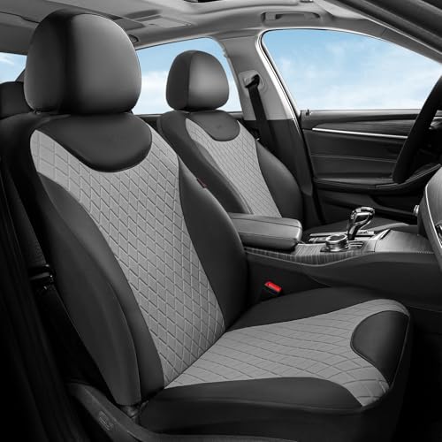 Image of Coverado Front Seat Covers, 2 PCS Waterproof Seat Covers for Cars, Leather Driver Seat Covers, Front Car Seat Protectors Automotive Seat Cushions Universal Fit for Most Cars, Black & Gray
