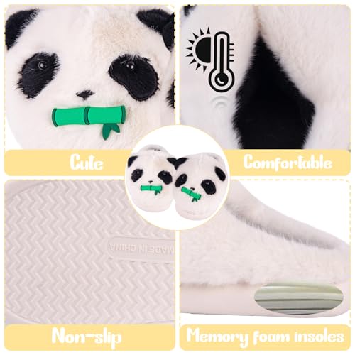 ARELUX Cute Panda Plush Slippers for Women - Adorable Animal with Bamboo, Soft Fuzzy Warm Winter House Shoes, Cozy Fluffy Bedroom Slipper for Women Girls Teens, Non-Slip Indoor Comfort3