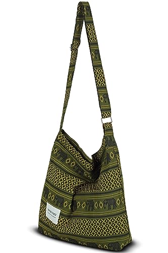Image of Hobo Crossbody Bag for Women - Large Cotton Tote Shoulder Purse | Adjustable Strap