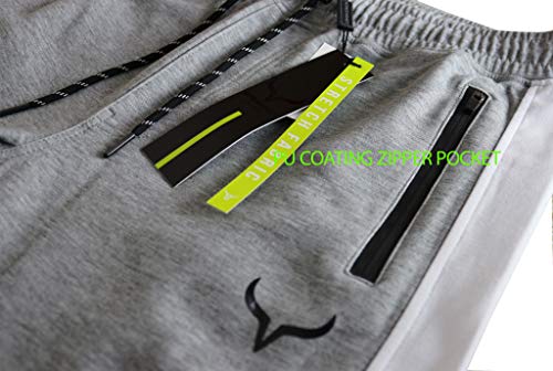 Image of Screenshot SPORTS-A4053 Mens Premium Slim French Terry Spandex Fleece Pants - Athletic Jogger Fitness Workout Gym Zipper Pockets