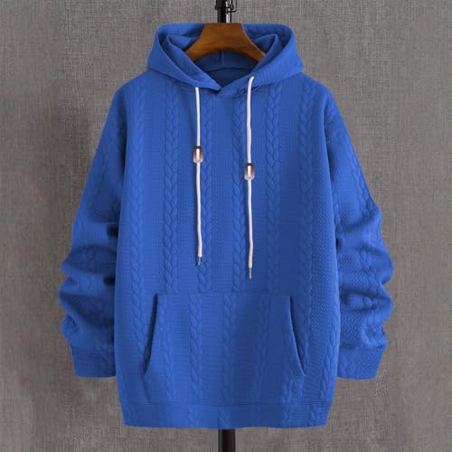 Ymosrh Men's Hoodies, Long Sleeve Solid Color Casual Textured Hooded Sweatshirt Pullover, S-2XL3