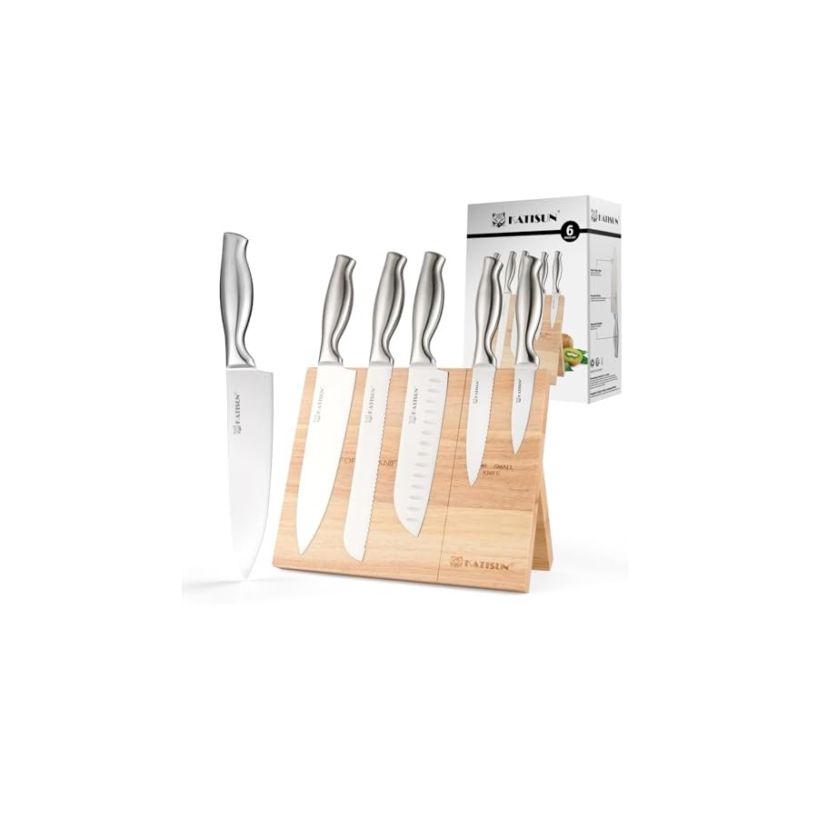 Kitchen-Knife-Set-6-Piece-German-Steel-Knife-Set-with-Wood-Magnetic-Knife-Holder-Block-Professional-Chefs-Knife-with-Sharp-Blades-and-Hollow-Handle 6-Piece German Steel Knife Set with Wood Magnetic Knife Holder Block