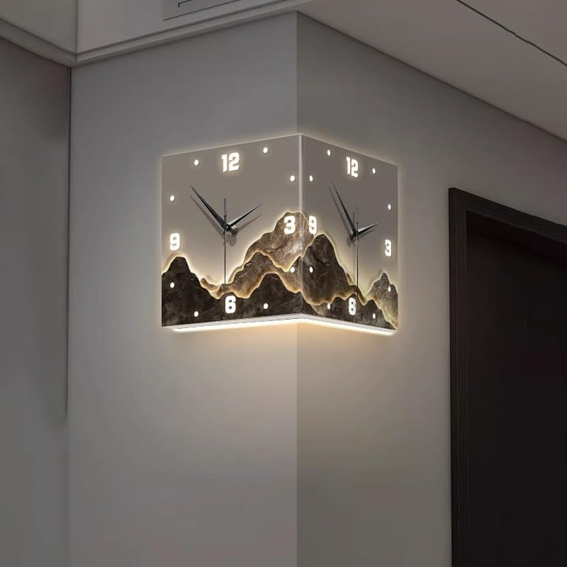Horloge d'angle murale sans trou 26cm solution pour angle de mur vide