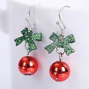 Ribbon Bowknot Cute Festive Red Green Ball Ornament Dangle Drop Earrings for Women Fish Hook Dangling Hypoallergenic Christmas Festival Party Jewelry Gifts for Bff Daughter Thanksgiving Ribbon Bowknot Cute Festive Red Green Ball Ornament Dangle Drop Earrings for Women Fish Hook Dangling Hypoallergenic Christmas Festival Party Jewelry Gifts for Bff Daughter Thanksgiving